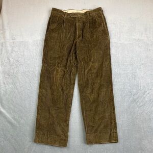Tommy Hilfiger Corduroy Pants Brown Pleated Straight Leg Mens 34x30